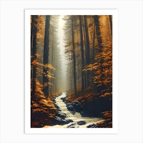 Waterfall In The Forest 7 Art Print