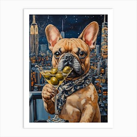 Whimsical Frenchies At The Bar 39 Art Print