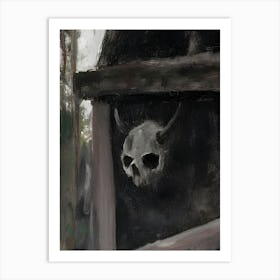 Dark Gothic Skull On The Wall Art Print