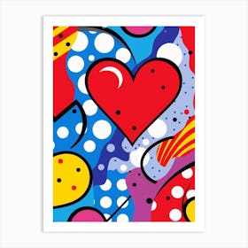 Polka Dot Pop Art Heart Lines 2 Art Print