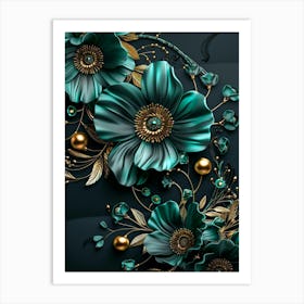 Emerald Green Flowers Art Print