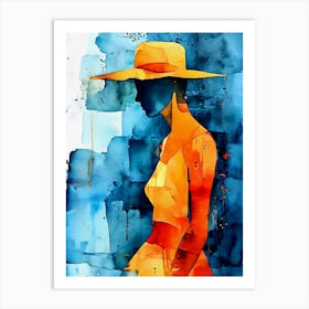 Portrait Of A Woman Watercolor Painting Art Print