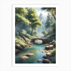 Bridge In The Woods Art Print