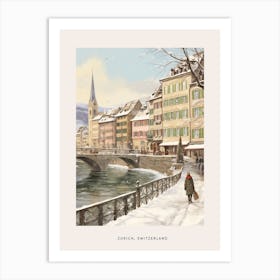 Vintage Winter Poster Zurich Switzerland 1 Art Print