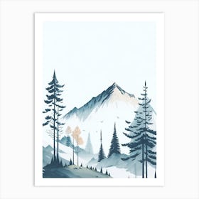 Mountain And Forest In Minimalist Watercolor Vertical Composition 56 Art Print