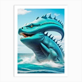 Blue Sea Monster 3 Art Print