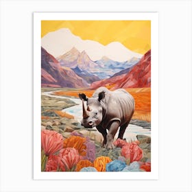 Rhino In The Landscape 2 Art Print