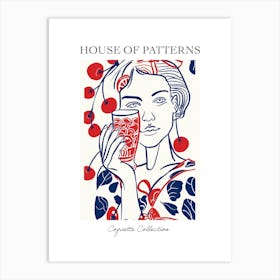 Woman Portrait With Cherries 4 Pattern Poster Art Print