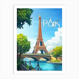 Paris France - Eiffel Tower Travel Poster Art Print