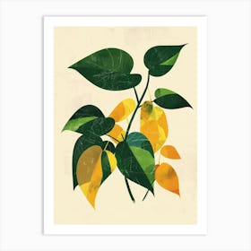 Pothos Plant Minimalist Illustration 5 Art Print
