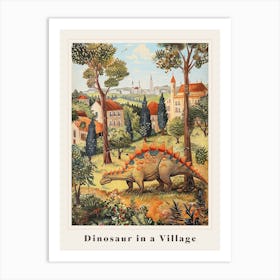 Dinosaur In An Ancient Village 1 Poster Art Print