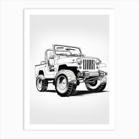 Jeep Wrangler Line Drawing 20 Art Print