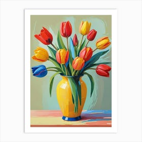 Tulips In A Yellow Vase Living Room Art Print (3) Art Print