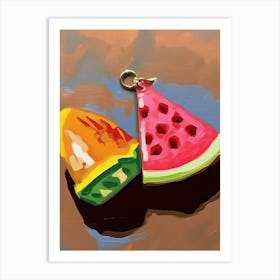 Watermelon Slice Oil Painting 5 Art Print