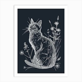 American Bobtail Cat Minimalist Illustration 3 Art Print