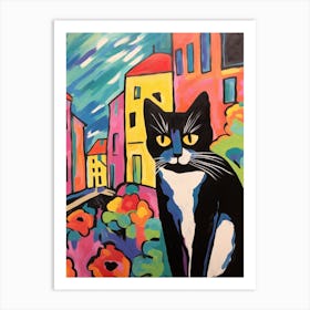 Painting Of A Cat In Padua Italy Art Print