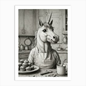 Unicorn In The Kitchen Art Print