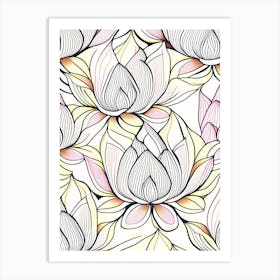 Lotus Flower Repeat Pattern Abstract Line Drawing 3 Art Print