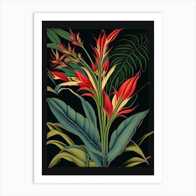 Heliconia 1 Floral Botanical Vintage Poster Flower Art Print