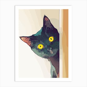 Black Cat With Yellow Eyes 1 Art Print