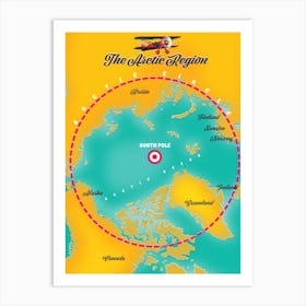 Arctic Region Travel map Art Print