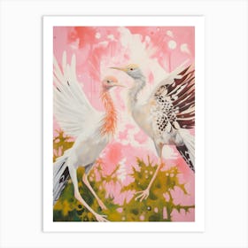 Pink Ethereal Bird Painting Roadrunner 2 Art Print