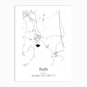 Roth,Germany Minimalist Map Art Print