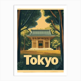 Aihrgdesign A Retro Travel Poster For Tokyo Featuring The Tra Ed1f61be 4b9c 48d6 A9a9 B2c82da5847b 2 Art Print