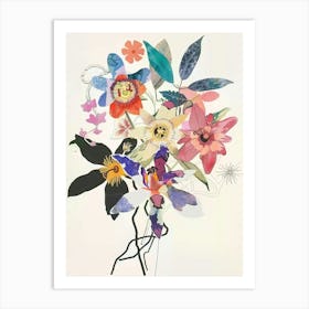 Passionflower 2 Collage Flower Bouquet Art Print