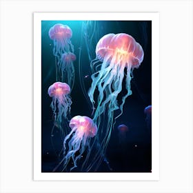 Moon Jellyfish Neon 1 Art Print