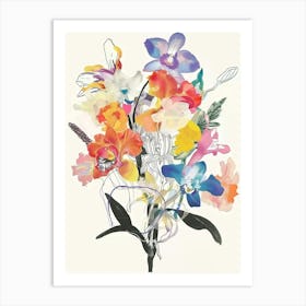 Monkey Orchid 2 Collage Flower Bouquet Art Print