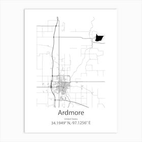 Ardmore,United States Minimalist Map Art Print