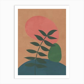 Colorful Scandi Botanical Leaves Art Print