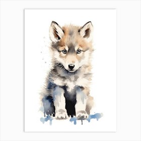 Baby Wolf Watercolor Art Print