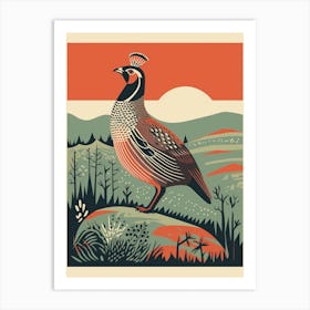 Vintage Bird Linocut Partridge 5 Art Print