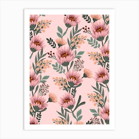 Soft Peach Florals Art Print Art Print