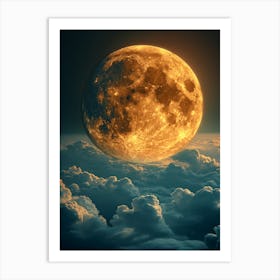 Full Moon Above Clouds Art Print