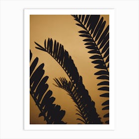 Golden Shaded Palm Leaves Art Print