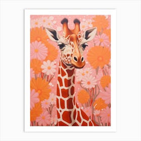 Floral Giraffe Portrait Art Print