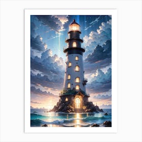 A Lighthouse In The Middle Of The Ocean 8 Art Print