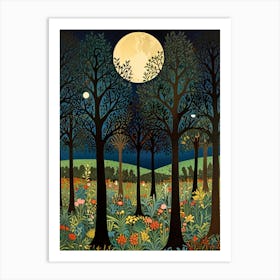 William Morris Full Moon In The Forest 16 Art Print