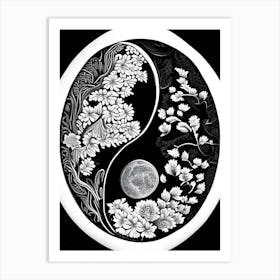 Repeat Yin and Yang 4 Linocut Art Print