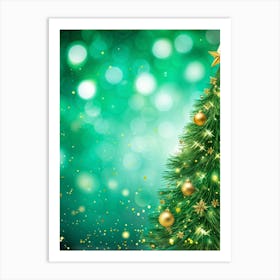 An Evergreen Christmas Tree Decorating Scene Backdrop Gracefully Adorned With Glitters Of Gold Spar (4) Art Print