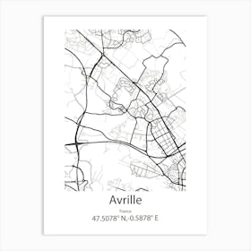 Avrille,France Minimalist Map Art Print