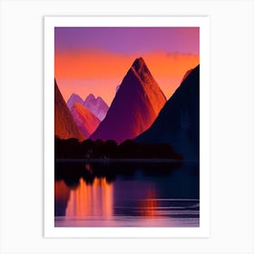 The Milford Sound Retro Sunset Art Print