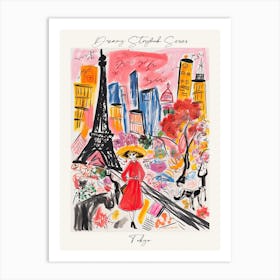 Poster Of Tokyo, Dreamy Storybook Illustration 2 Art Print