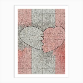 Jigsaw Puzzle Hearts Art Print