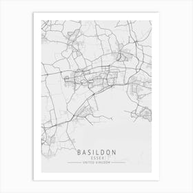 Basildon City Map Art Print