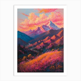 Sunset In The Mountains 1 Art Print