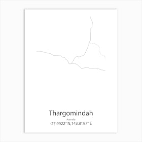 Thargomindah,Australia Minimalist Map Art Print